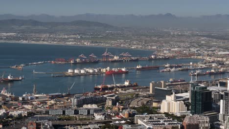 City-center-Cape-town-traffic-before-terminal-pier-docks,-South-Africa