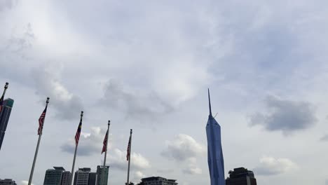 A-static-shot-of-different-country-flags-placed-at-the-Kl-towers