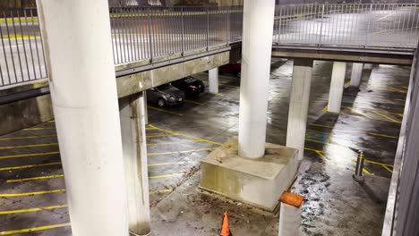 Underground-parking-lot-in-Hamilton,-Canada-during-calm-night-in-static-shot