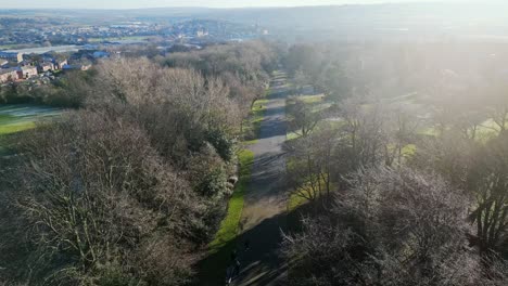 Cinematic-aerial-drone-footage-of-a-public-park-taken-from-above