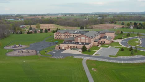 Aerial-of-modern-America-school-building-in-USA