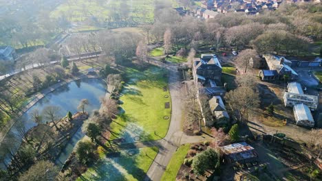 Cinematic-aerial-drone-footage-of-a-public-park-taken-from-above