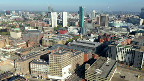 An-aerial-view-of-Birmingham-City-Centre-in-the-Midlands,-England