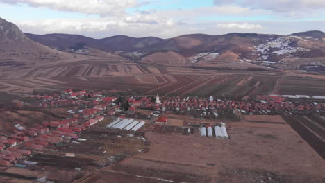Coltesti-village-in-Romania,-seen-from-a-drone,-aerial-view
