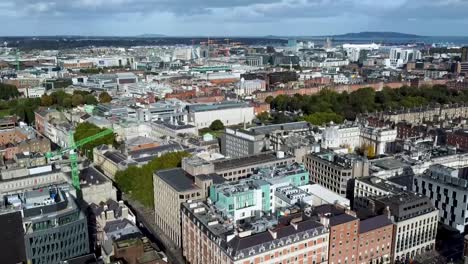 An-Aerial-shot-of-Dublin-City-Ireland-above-St-Stephen's-Green-where-a-new-Metro-station-is-planned