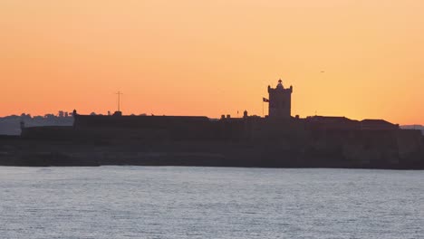 amazing-view-of-Saint-Julian-fortress-in-Carcavelos-at-huge-sunrise