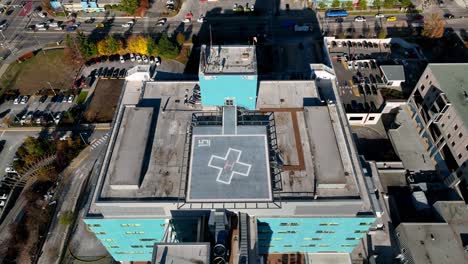 Helipad-Sign-On-Rooftop-Of-Memorial-Hospital-In-Surrey,-British-Columbia,-Canada