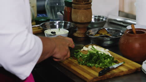 Chef-Cortando-Verduras-En-Una-Tabla-De-Cortar-En-La-Cocina-Para-Hacer-Un-Chapuzón