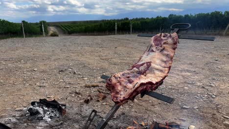 Delicious-flame-ribs-prepared-in-the-Argentine-style-in-middle-of-the-vineyards