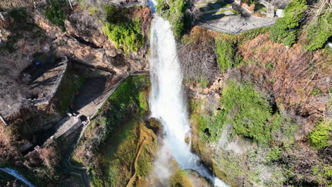 Drone-video-of-the-waterfalls-in-Edessa,-Greece