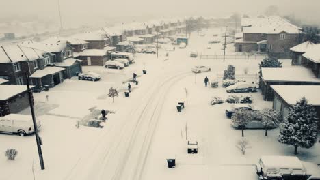 Heavy-snowfall-in-residential-area-of-Toronto,-Ontario,-Canada-shows-the-massive-snowfall