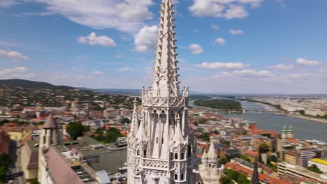 Aerial-orbit-around-the-Bell-tower-of-Matthias-Church-in-Budapest