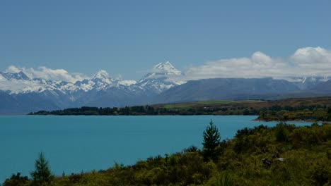 Zeitraffer-Von-Mount-Cook,-Neuseeland,-Vom-Ostufer-Des-Lake-Pukaki-Aus-Gesehen