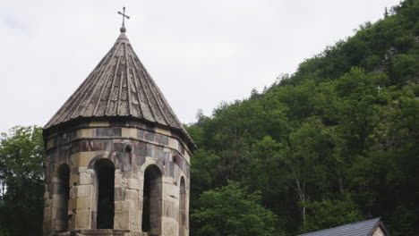 Mtsvane-monastery-church-bell-tower-with-holy-cross-on-top-of-steeple