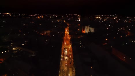 Traffic-in-the-city-of-Olomouc-at-night