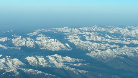 Pyrenees-mountains,-aerial-panoramic-view-from-a-jet-cockpit