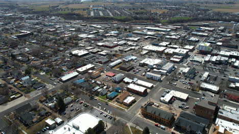 Aerial-View-of-Downtown-Twin-Falls,-Idaho-USA,-Drone-Shot