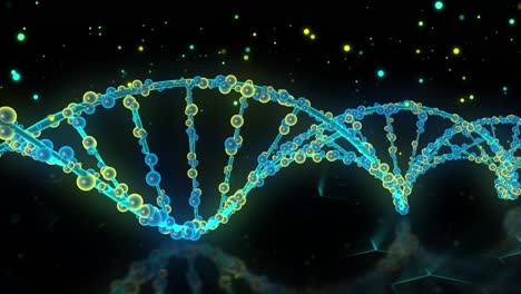 3D-rotierende-Animation-Eines-Menschlichen-DNA-Strangs,-Modernes-Medizinisches-Hintergrundkonzept,-Nahtlose-Schleife