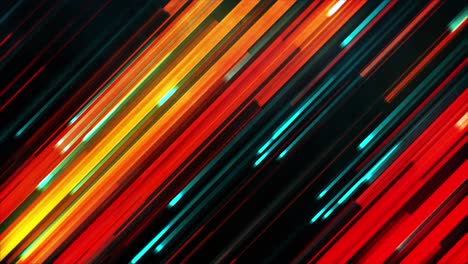 Animation-of-abstract-blue-and-red-lines-and-particles-of-light,-moving-diagonally-and-sparkling,-neon-laser-rays-concept