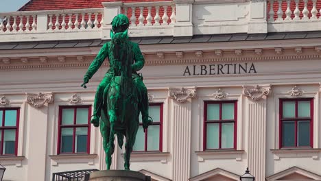 Zooming-in-on-the-monument-of-Archduke-Albrecht-in-front-of-the-Albertina-Museum-in-the-center-of-Vienna