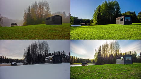 A-trailer-cabin-or-tiny-house-in-the-countryside---all-four-seasons-time-lapse-tiles