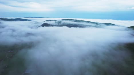 Aerial-footage-of-mystical-cloud-inversion-over-Slovakian-forest