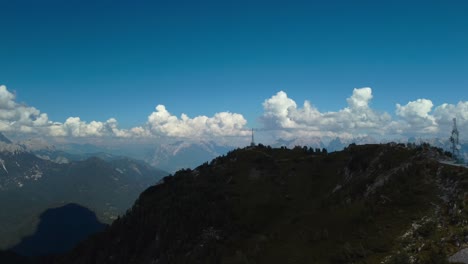 Wonderful-scenic-aerial-view-of-Mount-Rite-in-Dolomites-mountain-range,-tilt-down