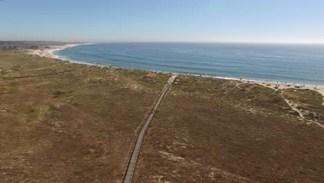 Aerial-View-of-Walkway-Beach-Over-Dunes