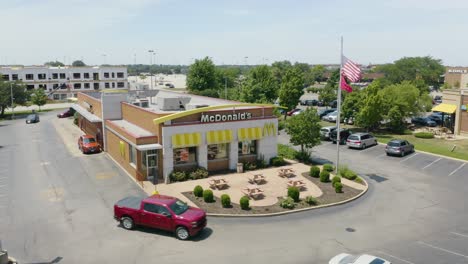 Fixed-Aerial-View-of-McDonald's-on-Typical-Summer-Day-in-United-States