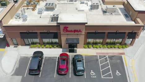 Birds-Eye-View-of-Customer-Arriving-at-Chick-Fil-A-to-Pick-Up-Fast-Food
