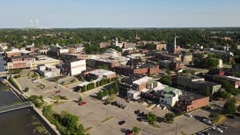 Township-of-small-town-of-Monroe-in-Michigan,-USA,-aerial-view