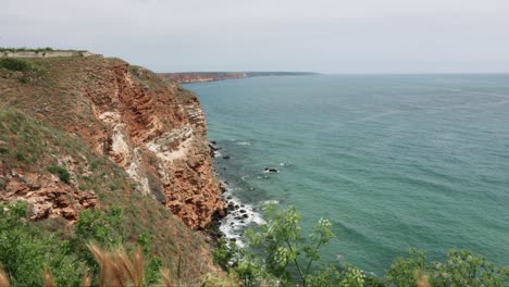 Black-Sea-From-Famous-Cape-Kaliakra-On-A-Sunny-And-Breezy-Day-In-Dobruja,-Bulgaria