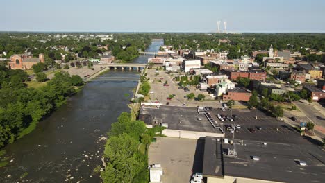 Raisin-River-Journey:-Drone-Shot-Through-Monroe,-Michigan