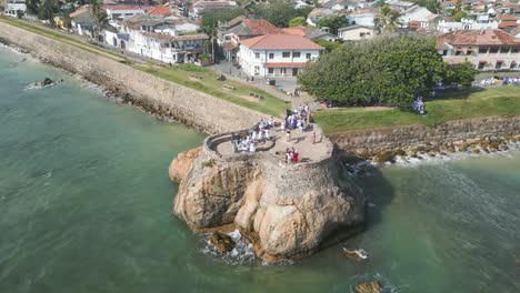 Aerial-of-the-Sri-Lankan-coast,-point-de-Galle-Fort