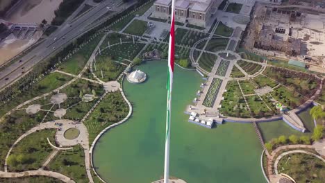 Aerial-shot-of-Tajikistan-Flag-Pole-Park