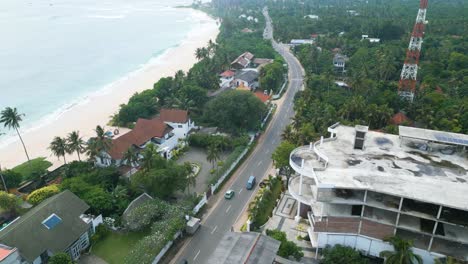 Aerial-shot-of-Mirissa-village,-Sri-Lanka