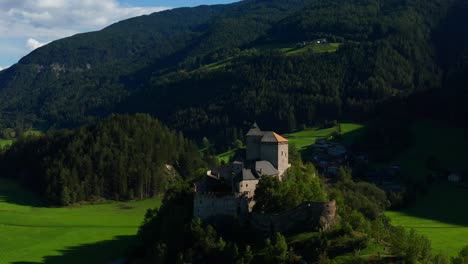 Aerial-View-of-Burg-Reifenstein-In-Freienfeld,-South-Tyrol,-Italy