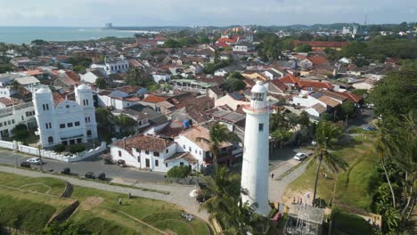 Aerial-of-the-Lighthouse-in-Fort-Galle,-Sri-Lanka