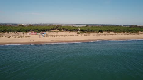 Vista-Aérea-De-La-Playa-Del-Mar-De-Huelva-En-España
