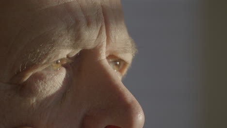 Detailansicht-Der-Gesichtshaut-Und-Augen-Eines-älteren-Mannes,-Nahaufnahme