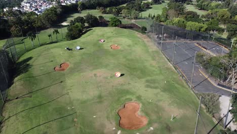 Aerial-images-of-a-golf-course-in-santo-domingo,-dominican-republic