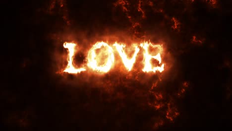 La-Palabra-Amor-Escrita-Con-Fuego-Encendido-En-El-Fondo-Ardiente