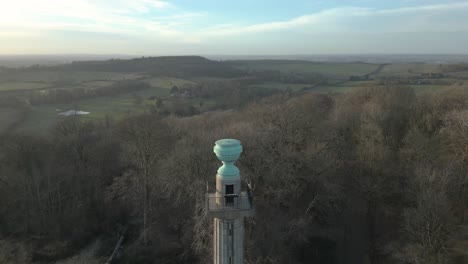 Bridgewater-monument-aerial-view-rising-above-National-trust-Ashridge-estate-woodland-countryside