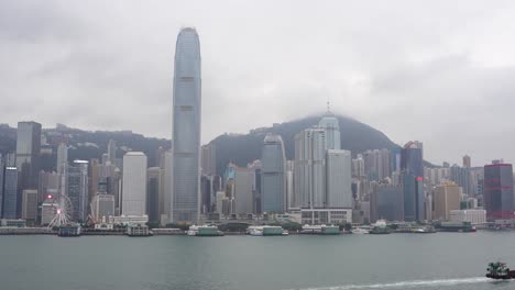 Ship-moves-in-front-of-Hong-Kong-skyscrapers-and-Victoria-Harbour