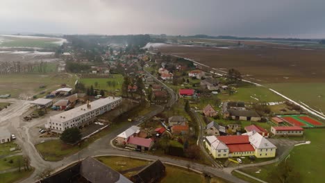 Aerial-Shot-Of-Fabulous-Vendolí-Village-Landscape-With-Green-Areas,-Czech-Republic,-Europe