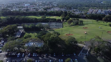 Aerial-images-of-a-golf-course-in-santo-domingo,-dominican-republic