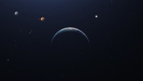 Planet-Erde-Mit-Den-Planeten-Venus-Und-Merkur-Im-Hintergrund