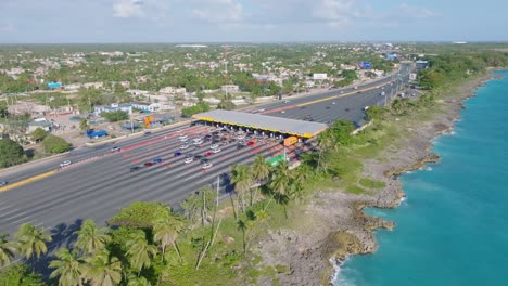 Las-Americas-Highway-toll-station-in-Santo-Domingo-on-scenic-coastline