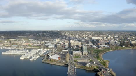 Drone-of-PNW-capital-city-downtown-with-marina