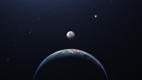 Sistema-Solar,-Planeta-Tierra-Y-Luna-Moviéndose-En-El-Espacio